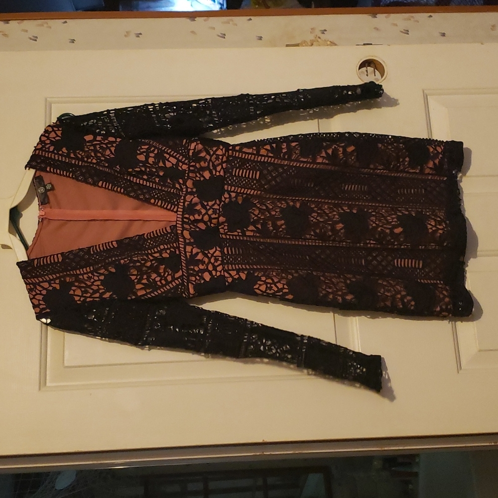 Black and Rosy mauve lace dress